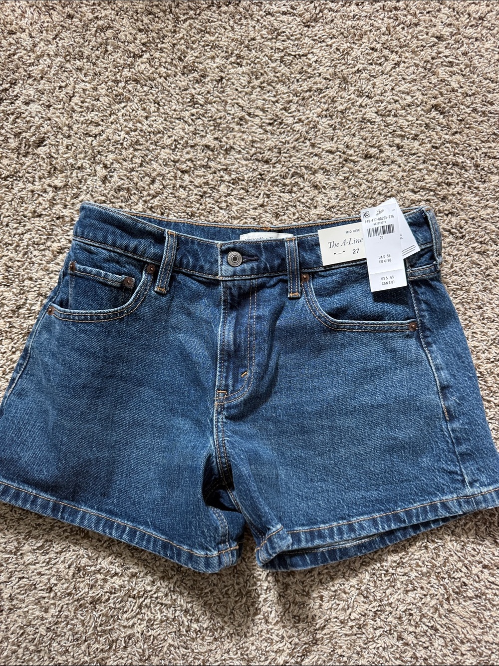 Abercrombie & Fitch Dark Blue Denim A-Line Shorts